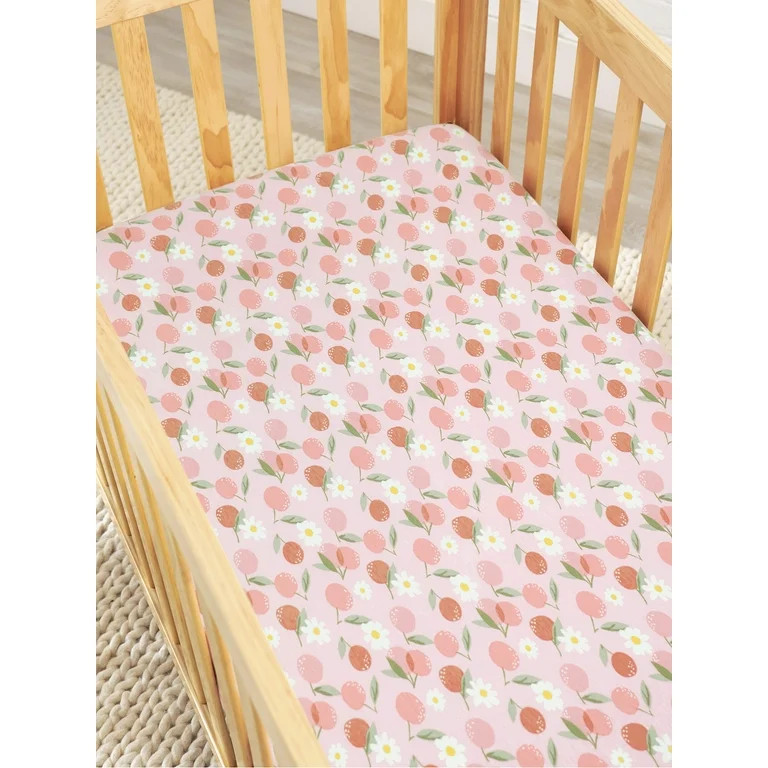 Modern Moments by Gerber Baby Girls Fitted Crib Sheet, Cotton, Cherries | Walmart (US)