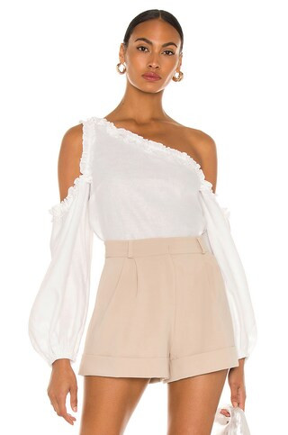 SELMACILEK One Off Shoulder Blouse in White from Revolve.com | Revolve Clothing (Global)