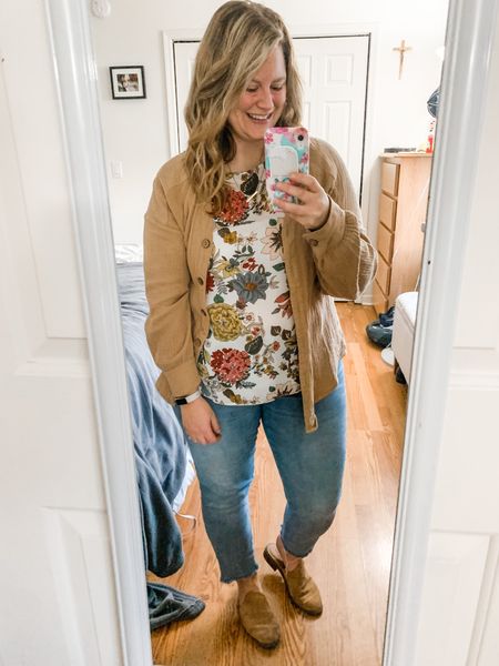 Neutral casual Fall outfit 

My top is older from Loft but I linked similar options.  A neutral floral top is a great basic to mix up outfits and can stay in style for so long- especially if it’s  good quality like Loft!

#LTKunder50 #LTKcurves #LTKSeasonal