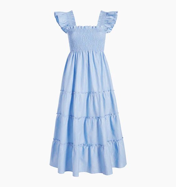 The Ellie Nap Dress - Light Blue Glitter Check | Hill House Home