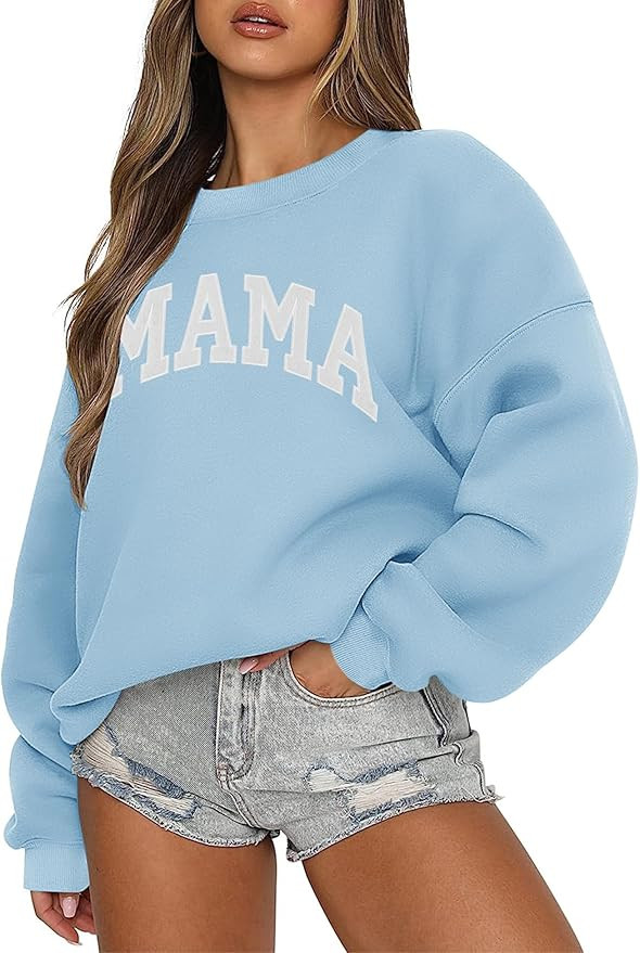 Amazon.com: LOMON Mama Graphic Sweatshirt for Women Cute Long Sleeve Crewneck Pullover Sweater Fa... | Amazon (US)
