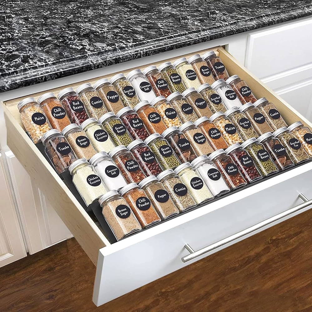 VANGAY Spice Rack Drawer, Spice Organizer for Drawer Kitchen, 4 Tier drawer spice organizer for J... | Amazon (US)