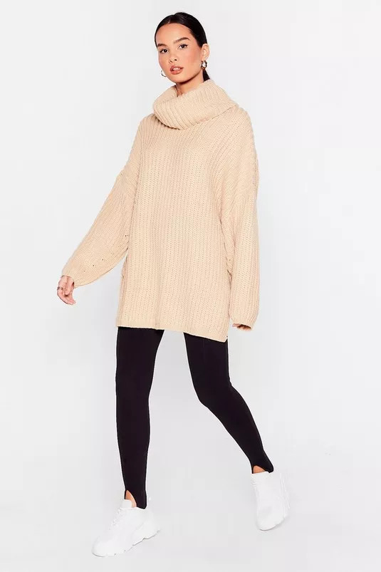 Turtleneck Ribbed Knit Oversized Sweater | NastyGal (UK, IE)