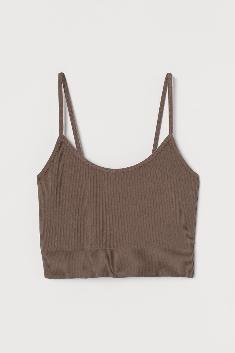 Conscious New Arrival
	Cropped top in ribbed jersey with narrow shoulder straps and wide ribbing ... | H&M (US)