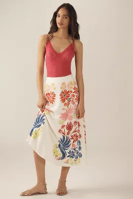 Farm Rio x Anthropologie Midi Slip Skirt | Anthropologie (US)