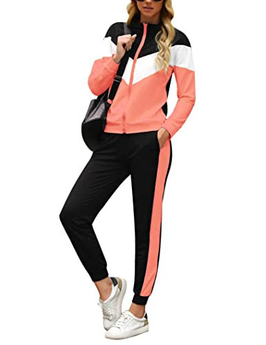 Tracksuit Sets for Women 2 Pieces Outfit Long Sleeves Matching Set Full Zip Sweatsuit Sets for Ladies | Amazon (US)