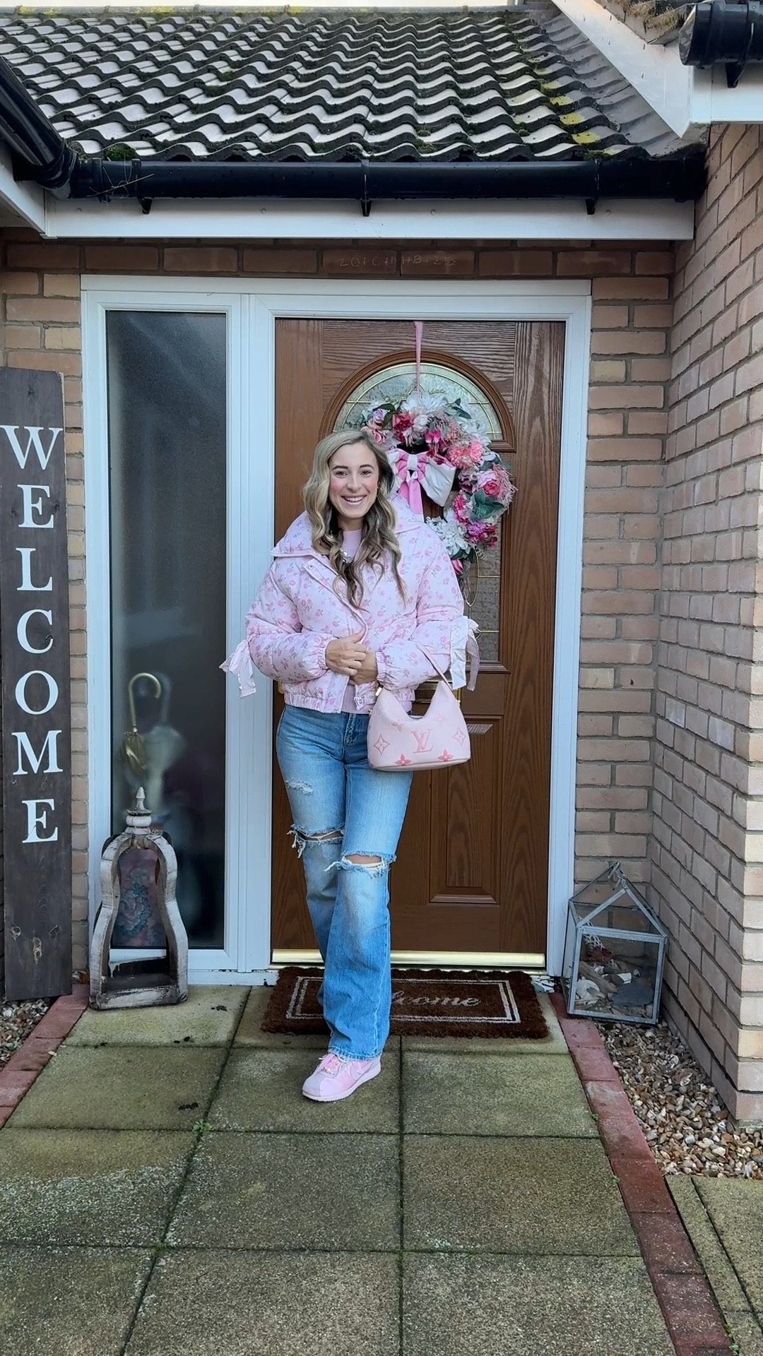 OOTD. Outfit of the day. LoveShackFancy vibes. Macys finds! Coquette girly outfit. Winter style. My jacket is on major Black Friday deal at Macys! Pink Nikes. 

#LTKSaleAlert #LTKCyberWeek #LTKSeasonal
