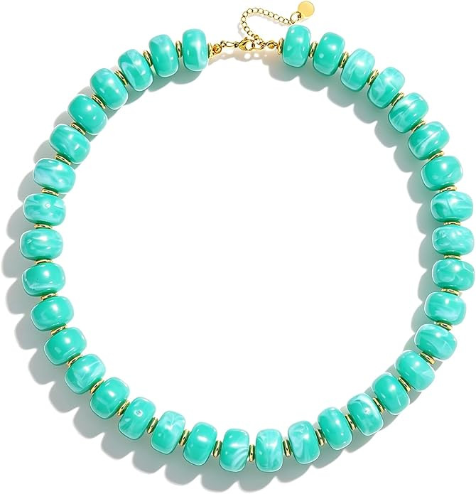Chunky Colorful Beaded Necklaces for Women Big Bead Boho Choker Necklace Trendy Heart Statement N... | Amazon (US)
