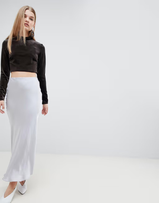 ASOS WHITE Satin Maxi Skirt | ASOS US