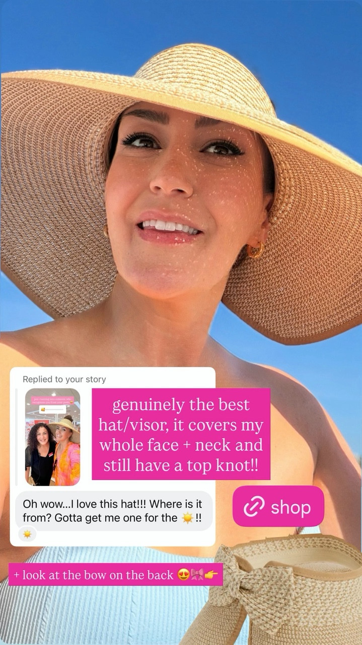 genuinely the best hat/visor, it covers my
whole face + neck and still have a top knot!! 

+ look at the bow on the back 😍🎀

only $20!!!!

#LTKSeasonal #LTKSwim #LTKSaleAlert