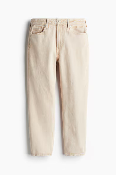 H & M - Slim Straight High Ankle Jeans - Beige - Damen | H&M (DE, AT, CH, NL, FI)