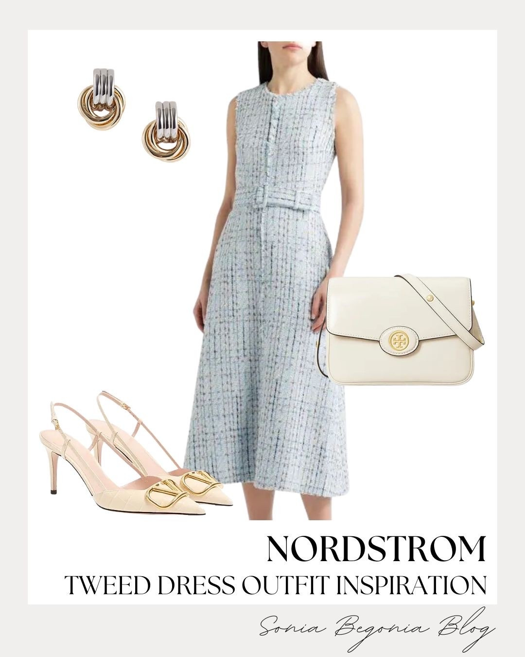 Channeling ultimate timeless elegance in this stunning belted blue tweed midi dress! The tailored silhouette pairs exquisitely with a classic cream crossbody bag and statement gold-accented slingbacks for a truly high-end finish. 💙💎
Elevate your wardrobe with this sophisticated outfit, beautifully completed by mixed-metal door knocker earrings. It's the perfect look for spring luncheons or special daytime celebrations! 🥂✨
#nordstromstyle #tweeddress #mididress #classychic #luxuryfashion #oldmoneylook #outfitinspo

#LTKWorkwear #LTKootd #LTKSeasonal