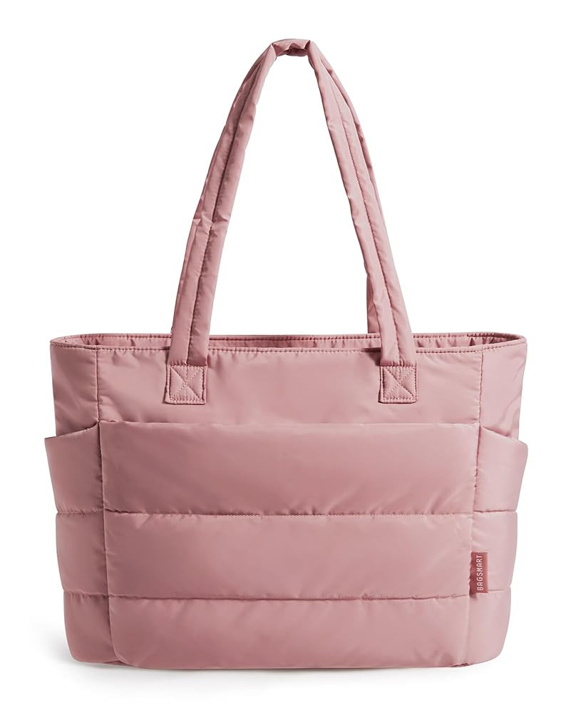 BAGSMART Tote Bag for Women, Lightweight Puffy Tote Bag with Compartments Quilted Shoulder Bag Ha... | Amazon (US)