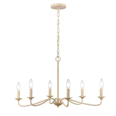 allen + roth Ullie 6-Light Distressed Black Farmhouse Dry rated Chandelier | Lowe's
