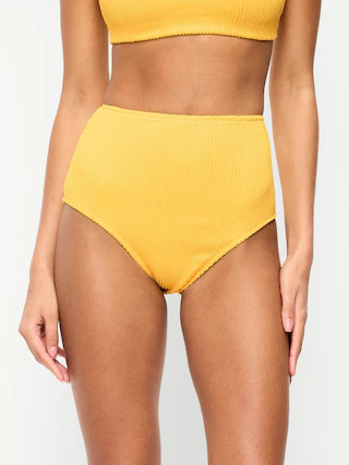 High-Waisted Ribbed Bikini Swim Bottoms | Old Navy (US)