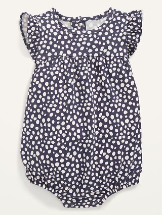 Printed Flutter-Sleeve Jersey One-Piece Romper for Baby | Old Navy (US)