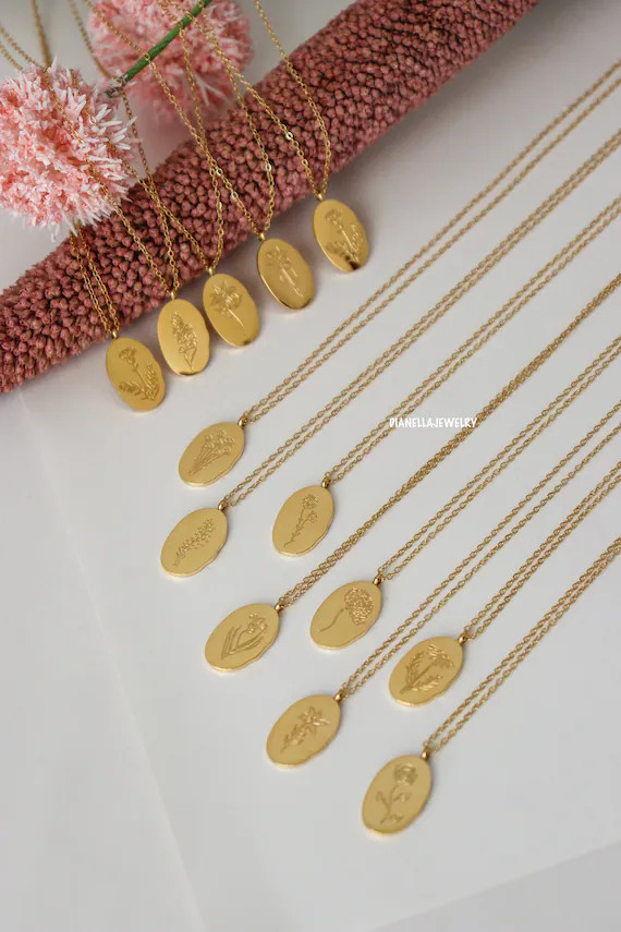 Gold Birth Flower Necklace Floral Necklace Flower Necklace | Etsy | Etsy (US)