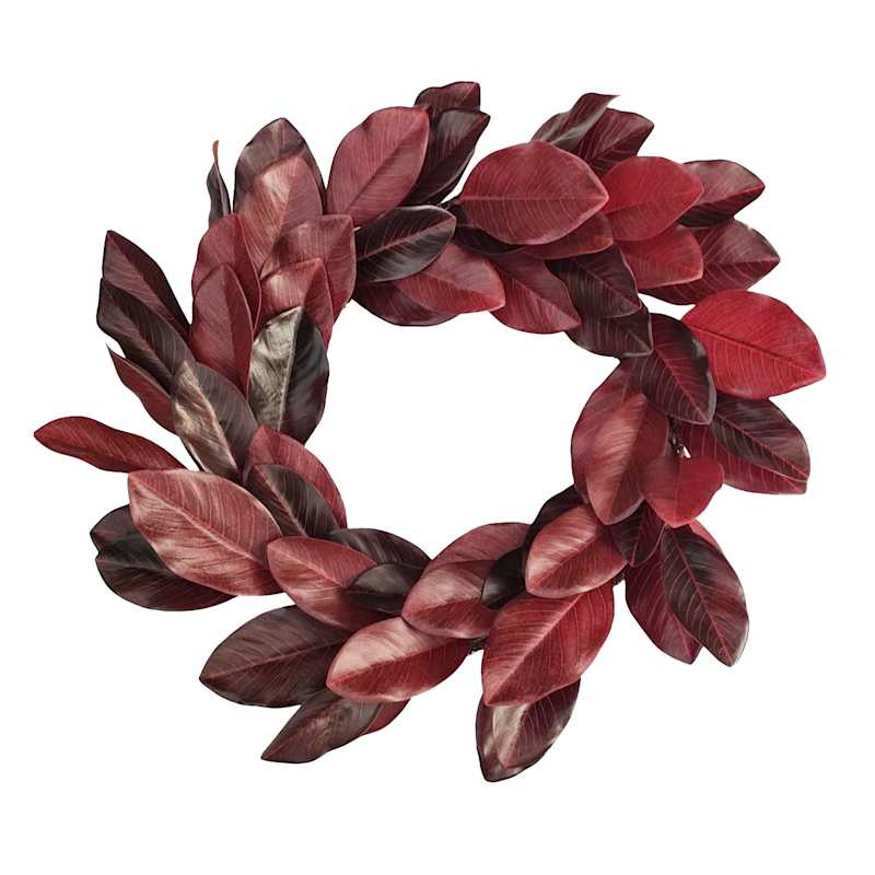 Burgundy Magnolia Wreath, 28" | At Home