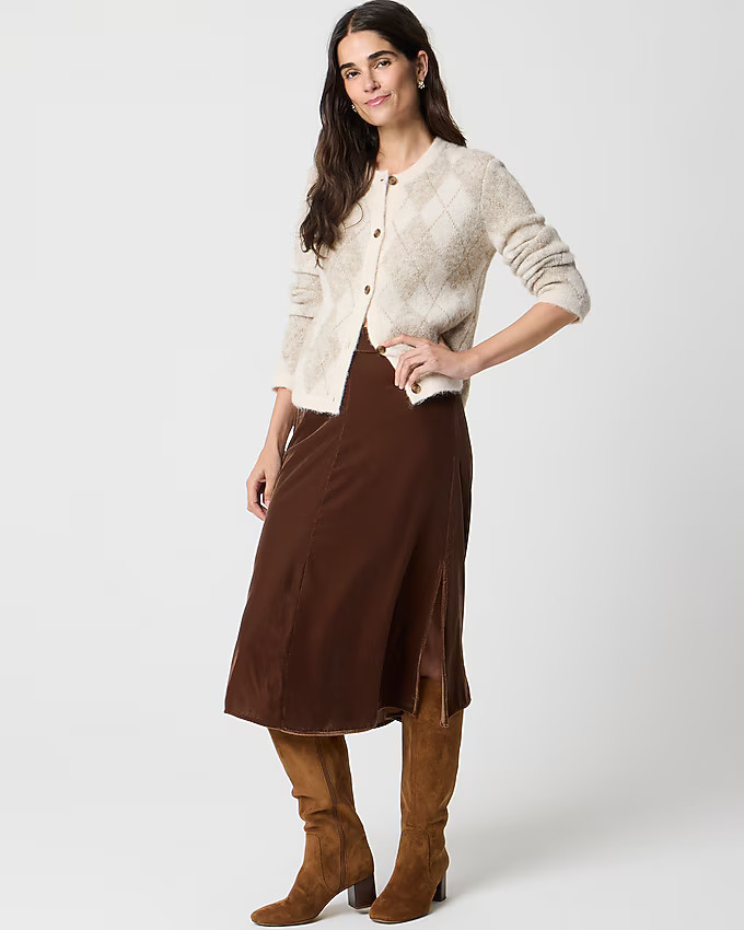 Velvet pull-on midi skirt | J.Crew Factory