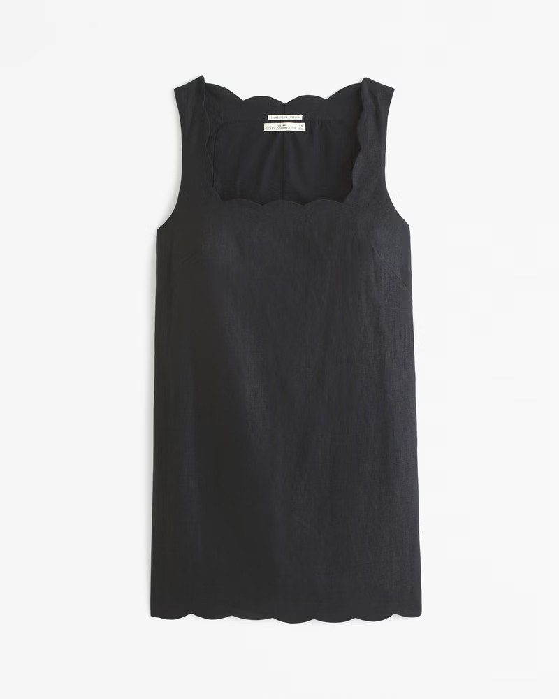 Women's Premium Linen Scalloped Mini Dress | Women's Dresses & Jumpsuits | Abercrombie.com | Abercrombie & Fitch (US)