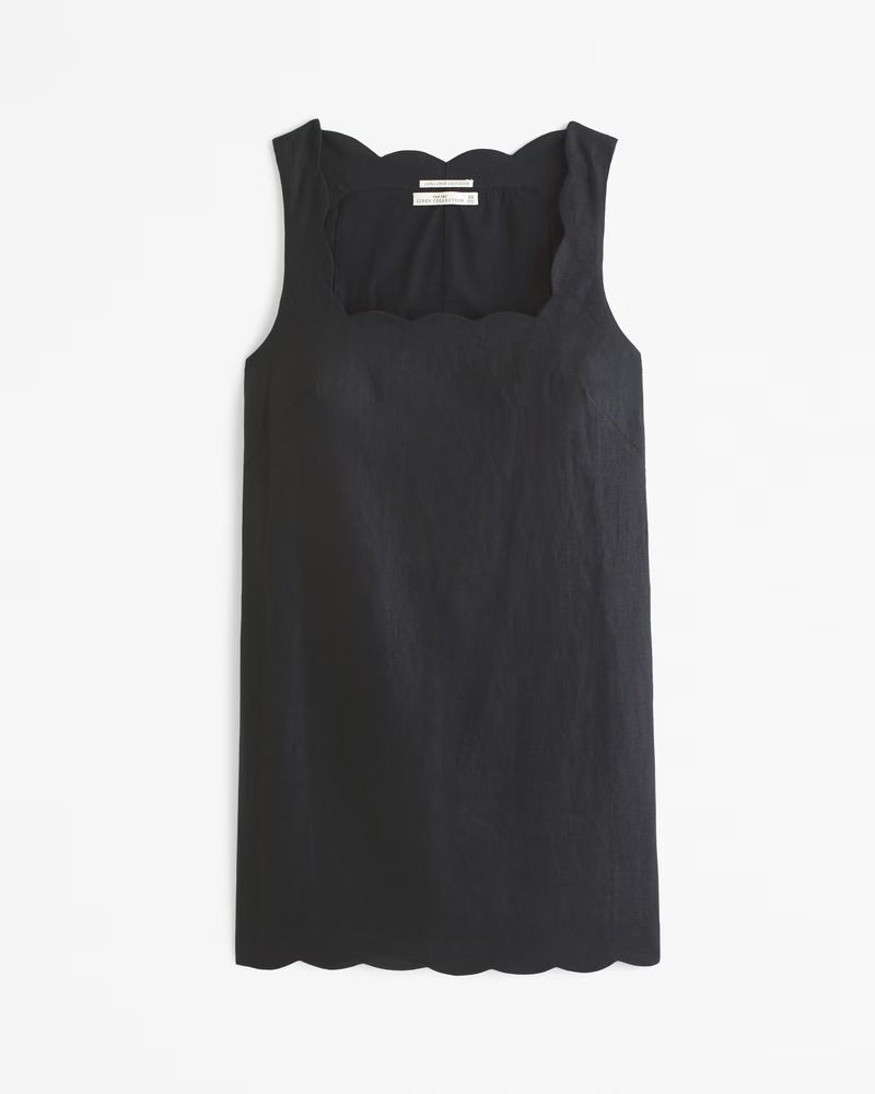 Premium Linen Scalloped Mini Dress | Abercrombie & Fitch (US)