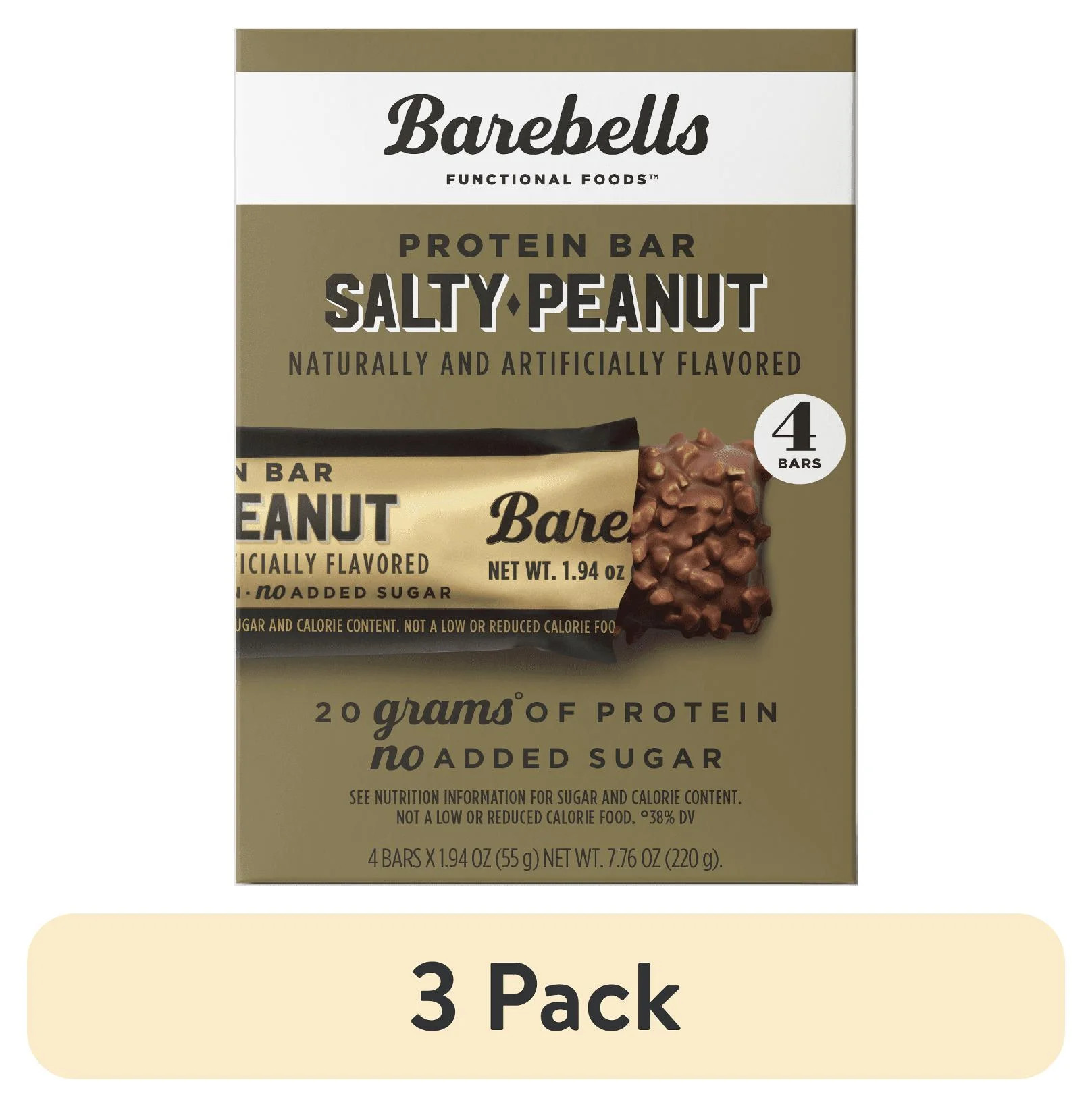 (3 pack) Barebells Protein Bars with 20g High Protein, 1.9oz Bars, Salty Peanut - 4 Count | Walmart (US)