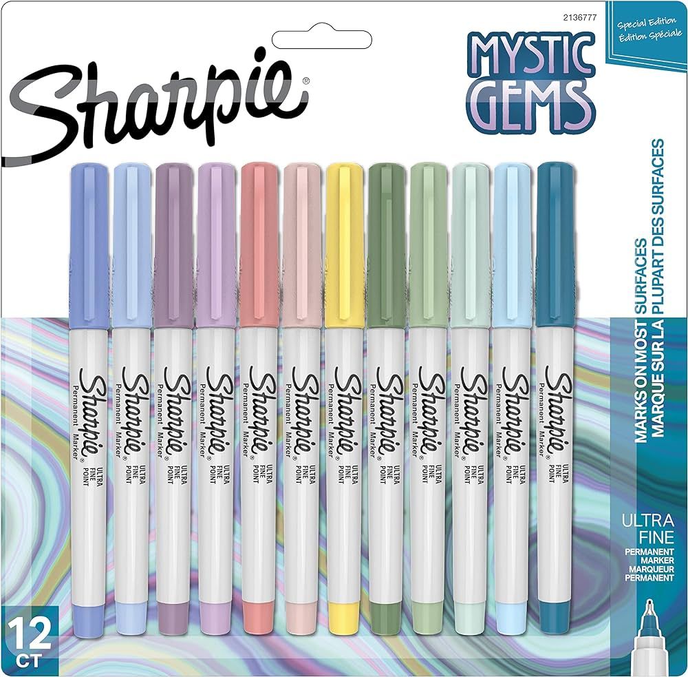 SHARPIE Permanent Markers, Mystic Gem Special Edition, Ultra Fine Point, Assorted Colors, 12 Coun... | Amazon (US)