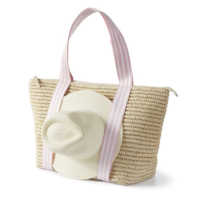 Ribbon Straw Zip-Top Travel Tote | Mark and Graham