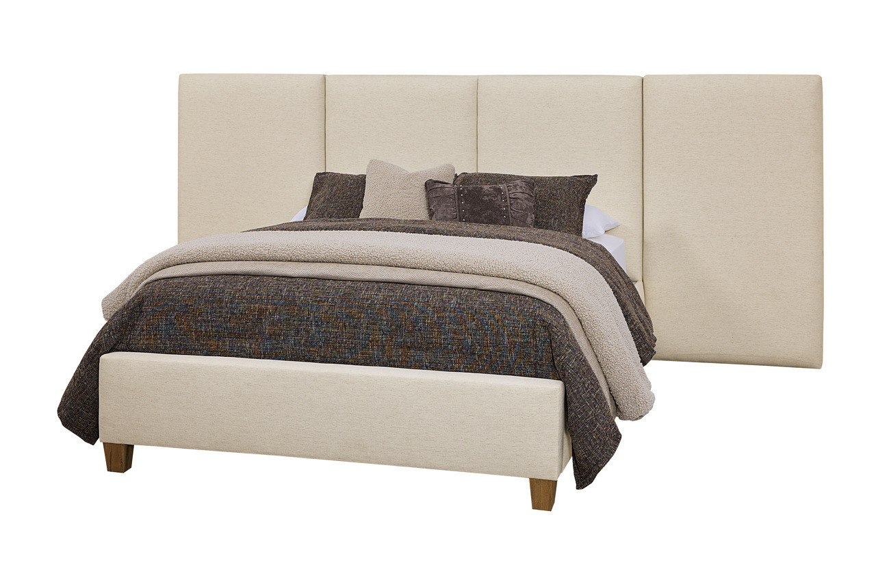 Joinery King Upholstered Wall Bed In Ivory Cream and Espresso Oak | 1stopbedrooms