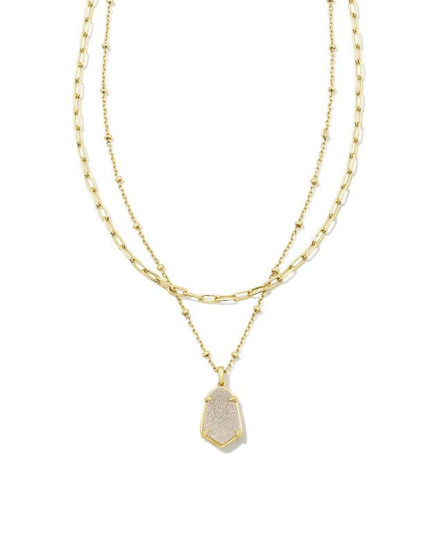 Alexandria Gold Multi Strand Necklace in Iridescent Drusy | Kendra Scott