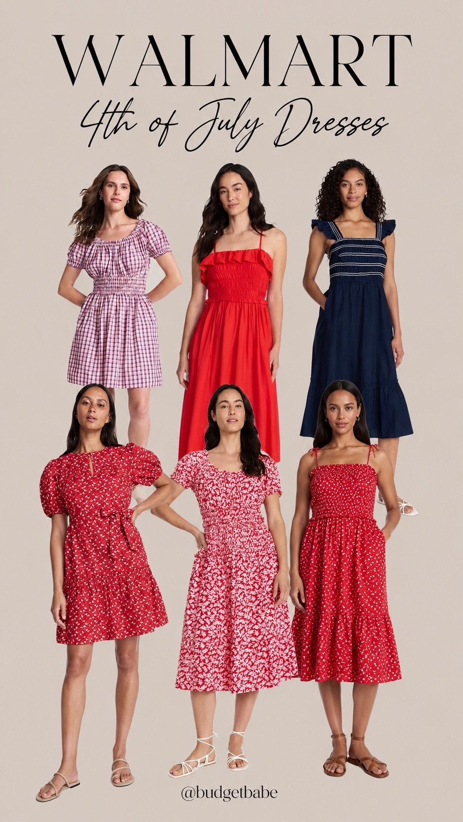 Walmart red, white and cute! ❤️🤍💙 Affordable sundresses for the 4th of July and all summer long. #walmartfashion