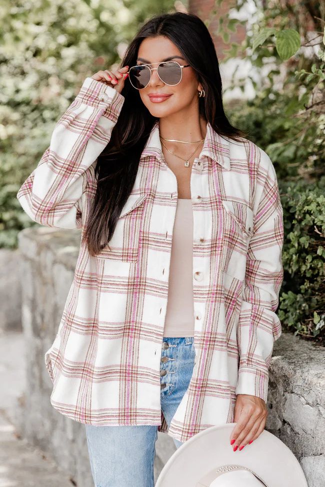 Be Uniquely You Pink And Brown Plaid Shacket | Pink Lily