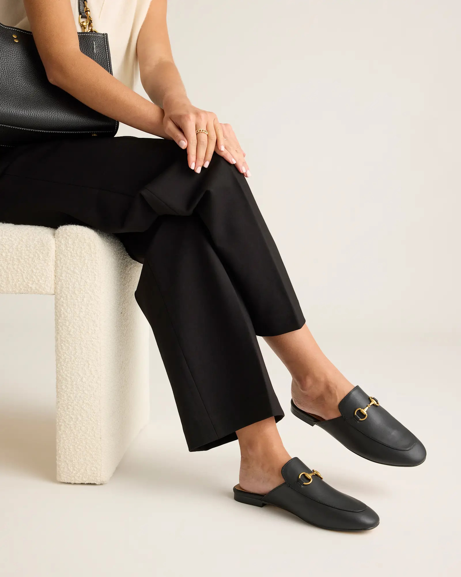 Italian Leather Horsebit Loafer Mule in Black | Quince
