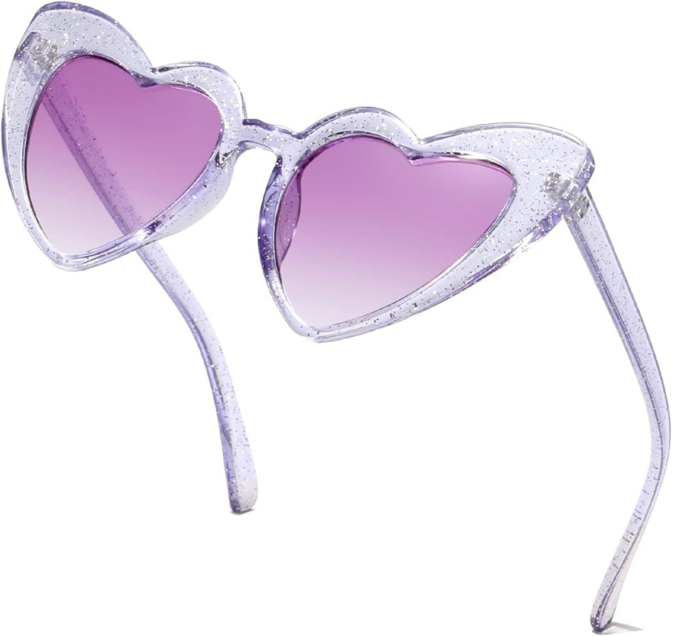 Heart Shaped Sunglasses for Women,Vintage Cat Eye Mod Style Retro Glasses UV4008805-purple | Amazon (US)