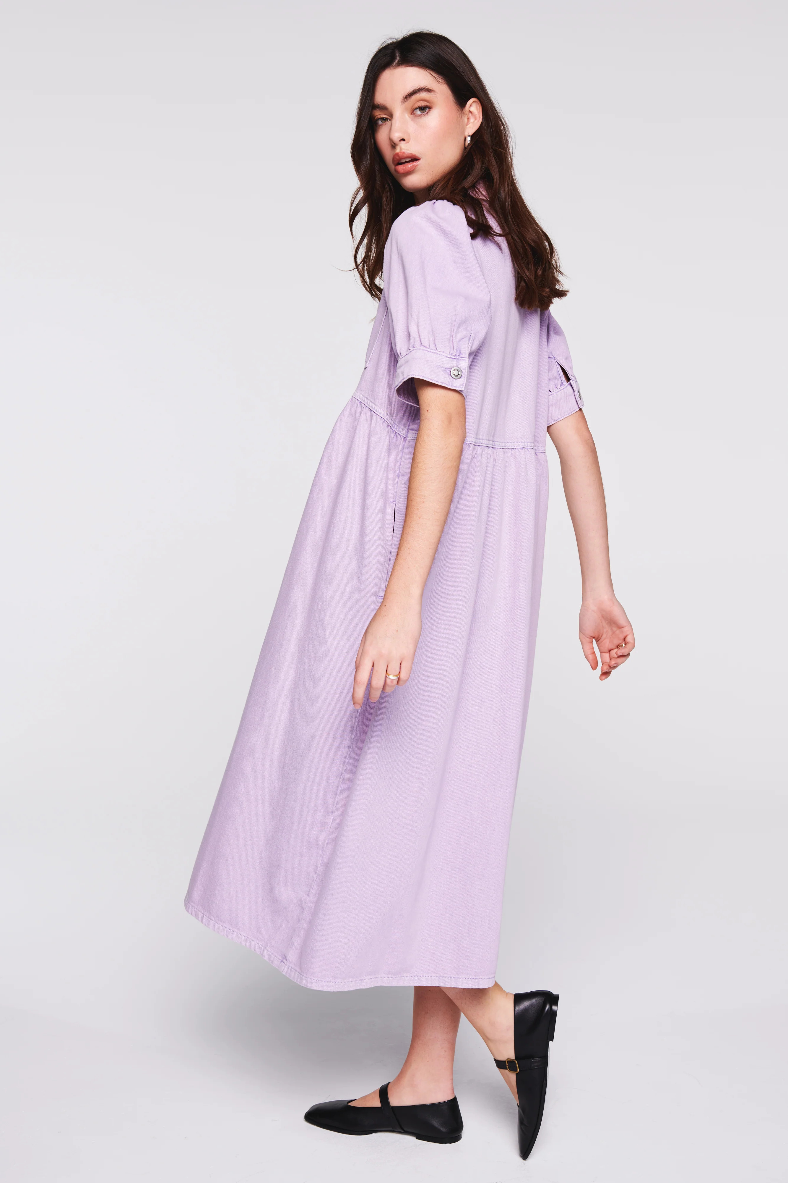 Gabriella Short Sleeve Denim Midi Dress | Aligne UK