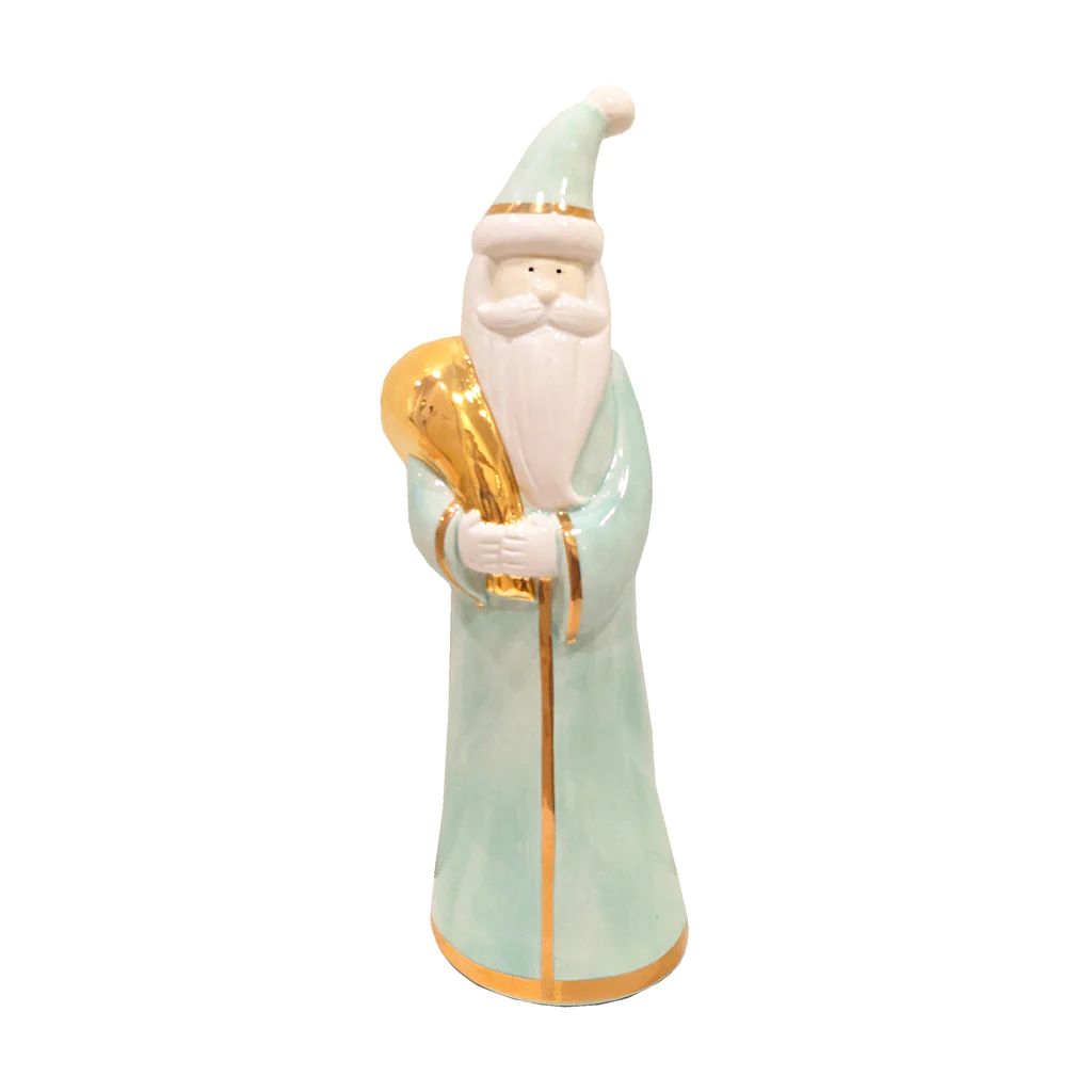Sea Glass Green Santa with 22K Gold Accents | Lo Home by Lauren Haskell Designs