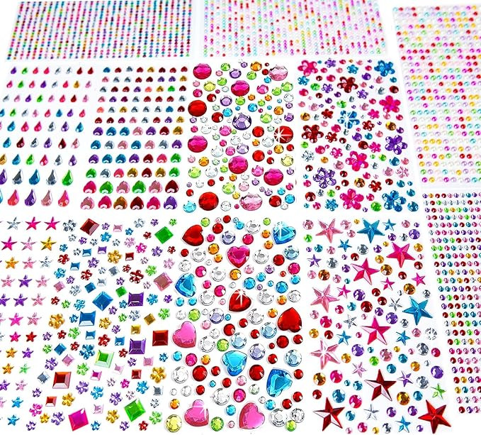 3228pcs Gems Stickers, Self Adhesive Rhinestone Jewel Stickers, Acrylic Gems DIY Craft Decorative... | Amazon (US)