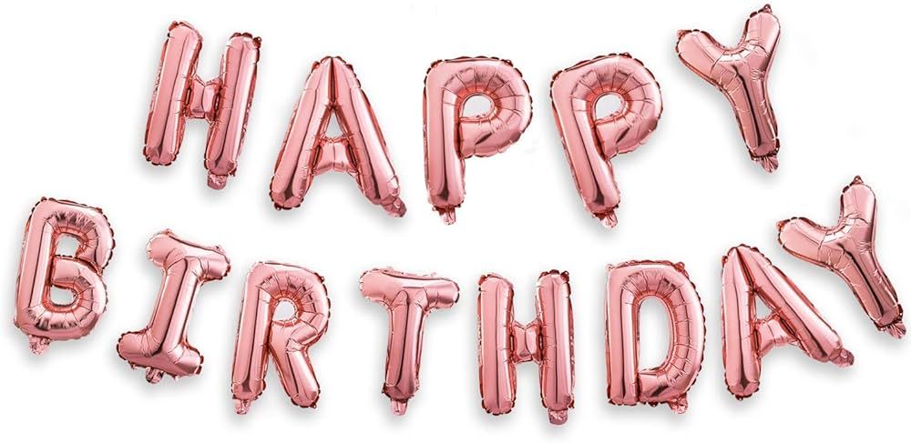 Happy Birthday Banner (3D Rose Lettering) Mylar Foil Letters | Inflatable Party Decor and Event D... | Amazon (US)