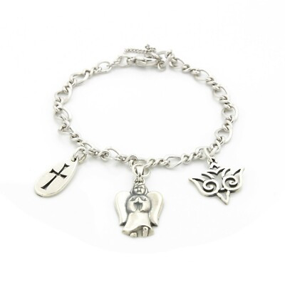 JAMES AVERY STERLING SILVER 3-CHARM BRACELET CROSS ANGEL DOVE SIZE 6.5" D166-6 | eBay US