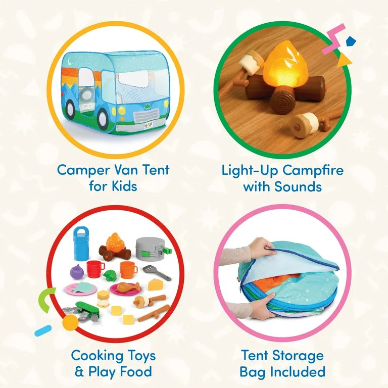 Battat Happy Camper Pop-Up Fabric Tent with 20+ Camping Accessories, Toddler and Preschool Toys | Walmart (US)