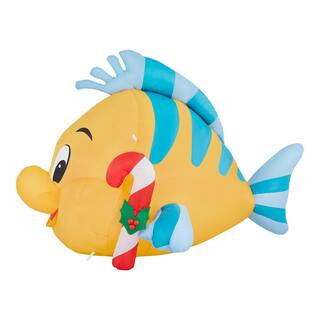 3.5 ft. LED Flounder with Candy Cane Inflatable | The Home Depot