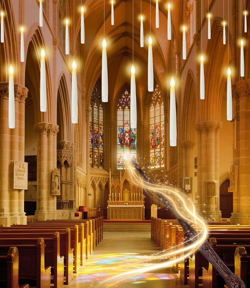 Halloween Decorations - 32pcs Floating Candles with Wand Magic Hanging Candles, Flameless Warm Li... | Amazon (US)