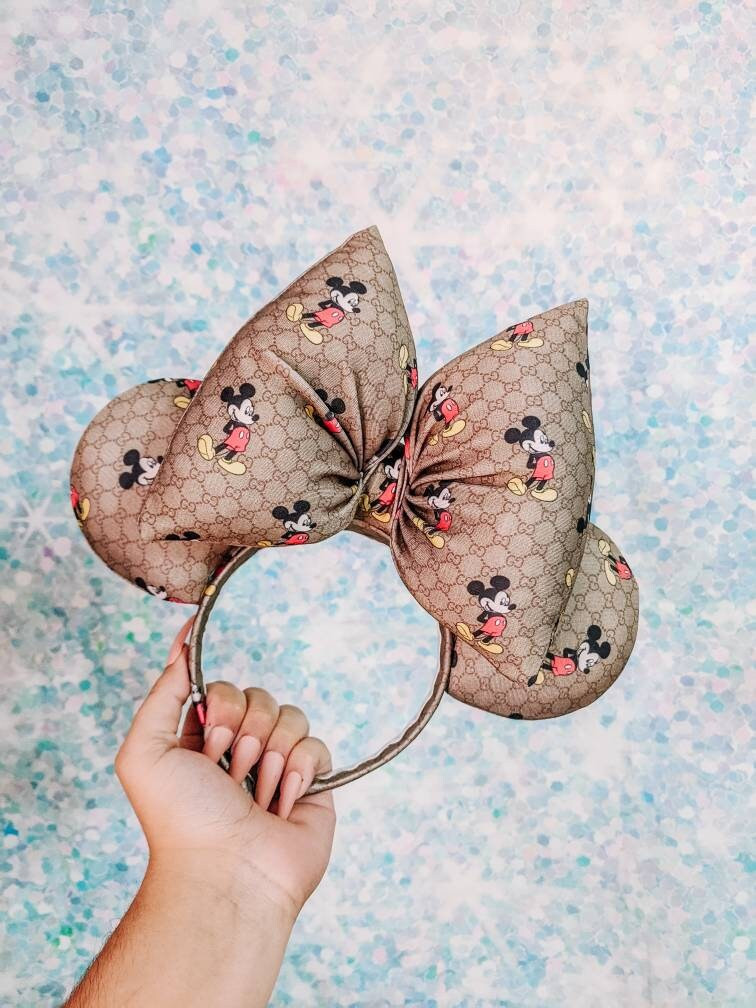 Mickey tan giant bow and ears | Etsy | Etsy (US)