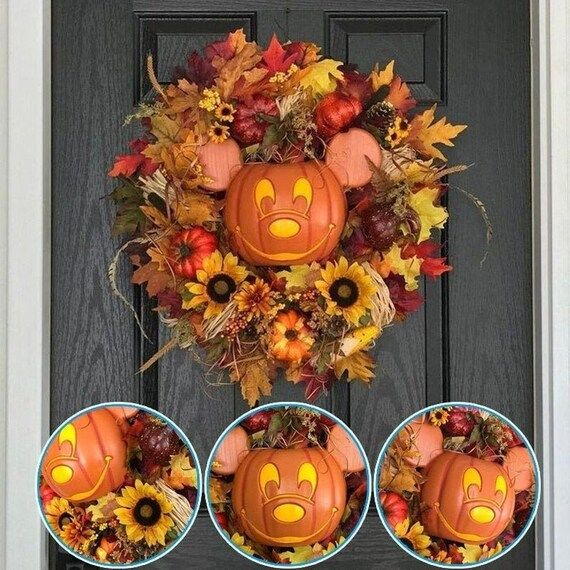 Mickey pumpkin wreaths/ Mickey Welcome Door Sign /Mickey | Etsy | Etsy (CAD)