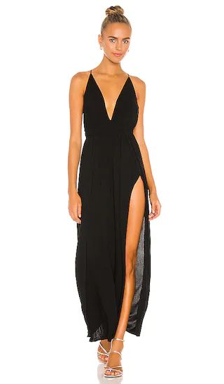 River Solid Triangle Plunge Dress in Black | Revolve Clothing (Global)