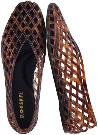 CUSHIONAIRE Siesta Modern Lattice Ballet Flats for Women, Comfortable Slip On Pointed Toe Womens ... | Amazon (US)