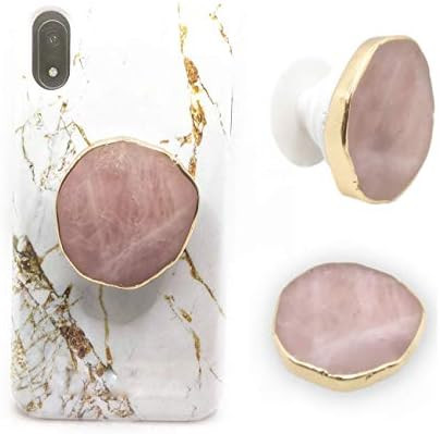 CRYSTALFY Crystal Phone Grip & Stand: Rose Quartz with New & Improved Gold Edge Natural Stone Cry... | Amazon (US)