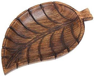 NIRMAN - Decorative Tray Wooden Leaf Design Serving Tray Platter Breakfast Table Kitchen Décor | Amazon (US)