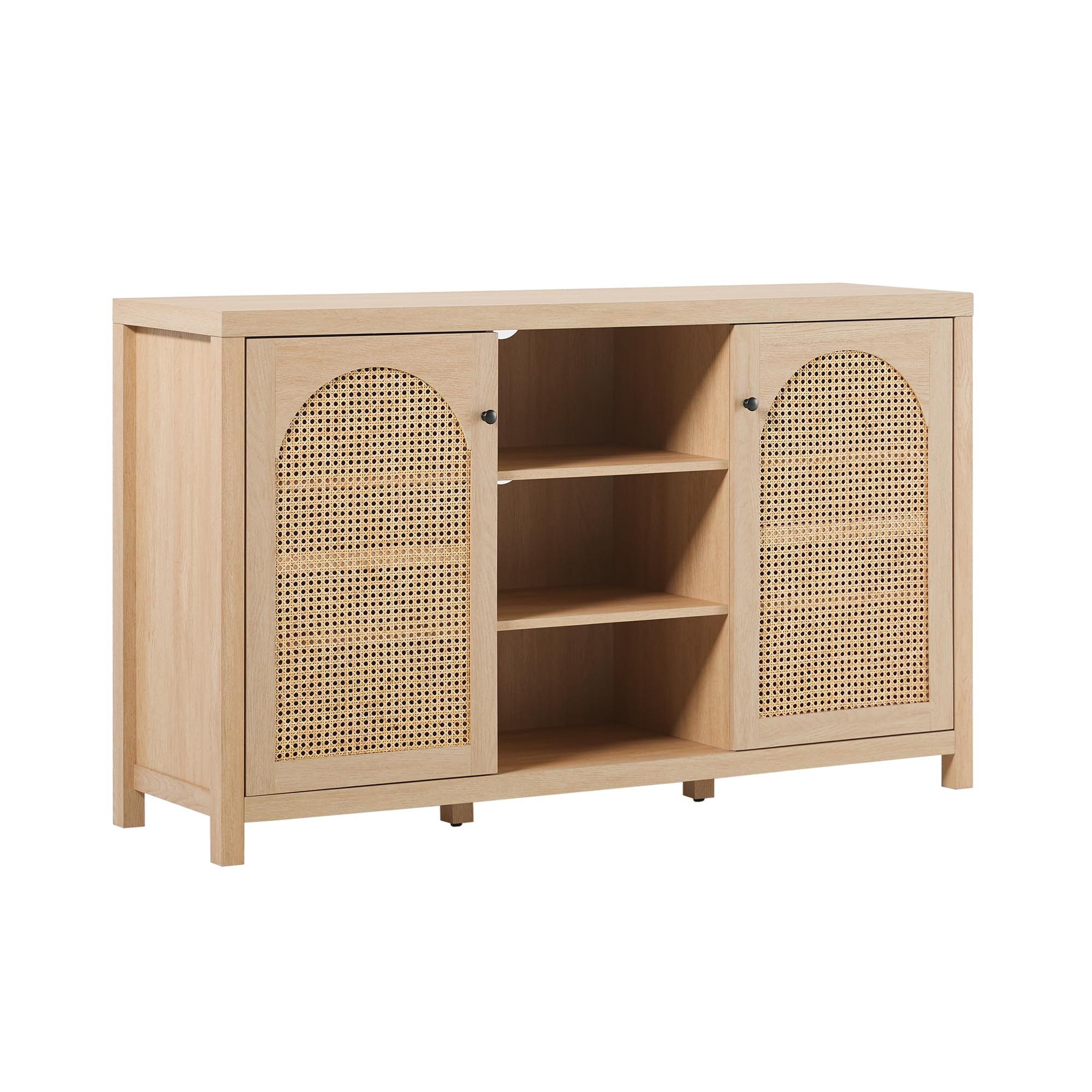 Walker Edison Sasha 2-Door Sideboard Buffet with Arched Rattan Panels, 58 Inch, Coastal Oak | Amazon (US)