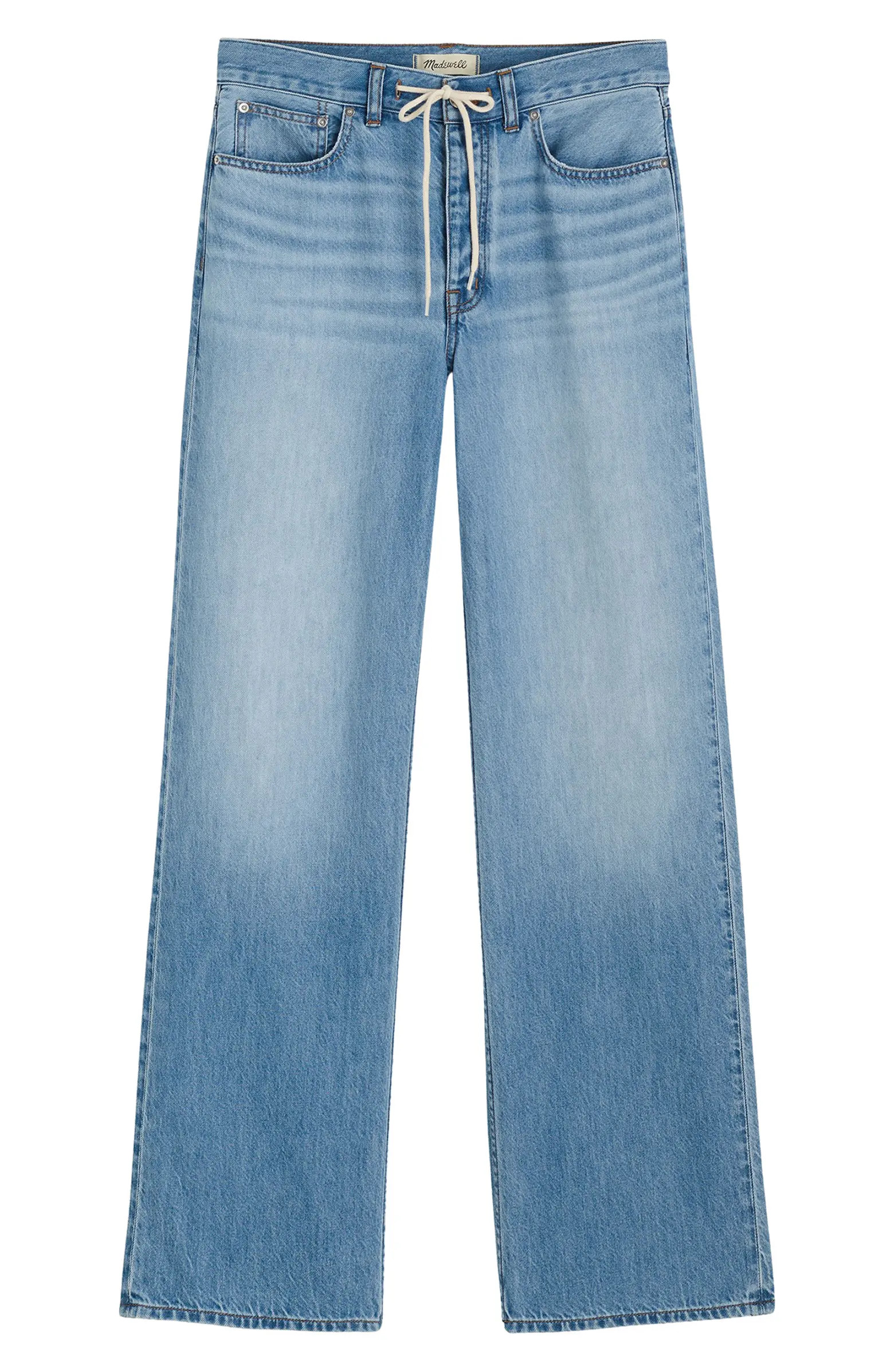 Airy Denim Drawstring Waist Low Slung Baggy Jeans | Nordstrom